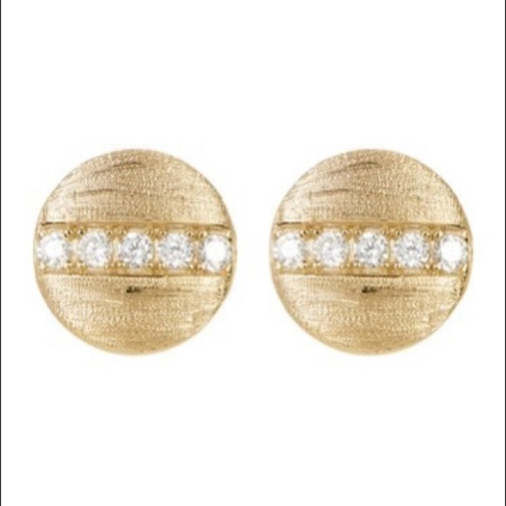 ADORNIA 14K Gold Swarovski Coin Stud Earrings